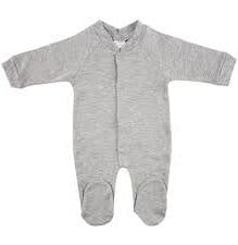 Bambini heather grey interlock sleep & play with closed-toe design, front view