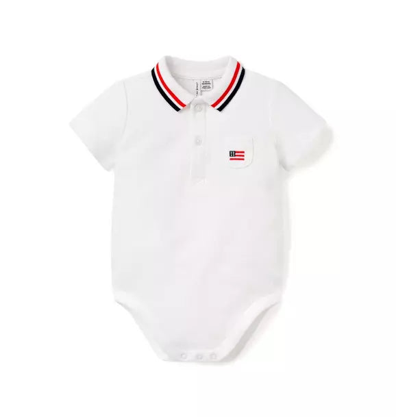 White Flag Icon Polo Onesie