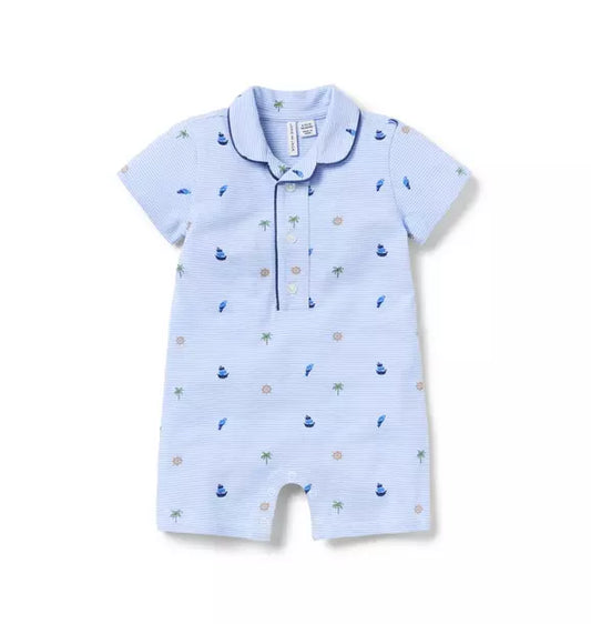 Blue microstripe nautical romper by Janie and Jack