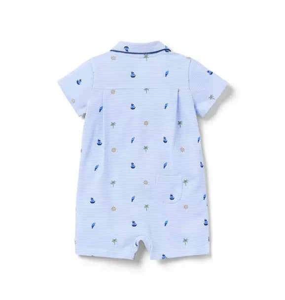 Blue Microstripe Nautical Romper