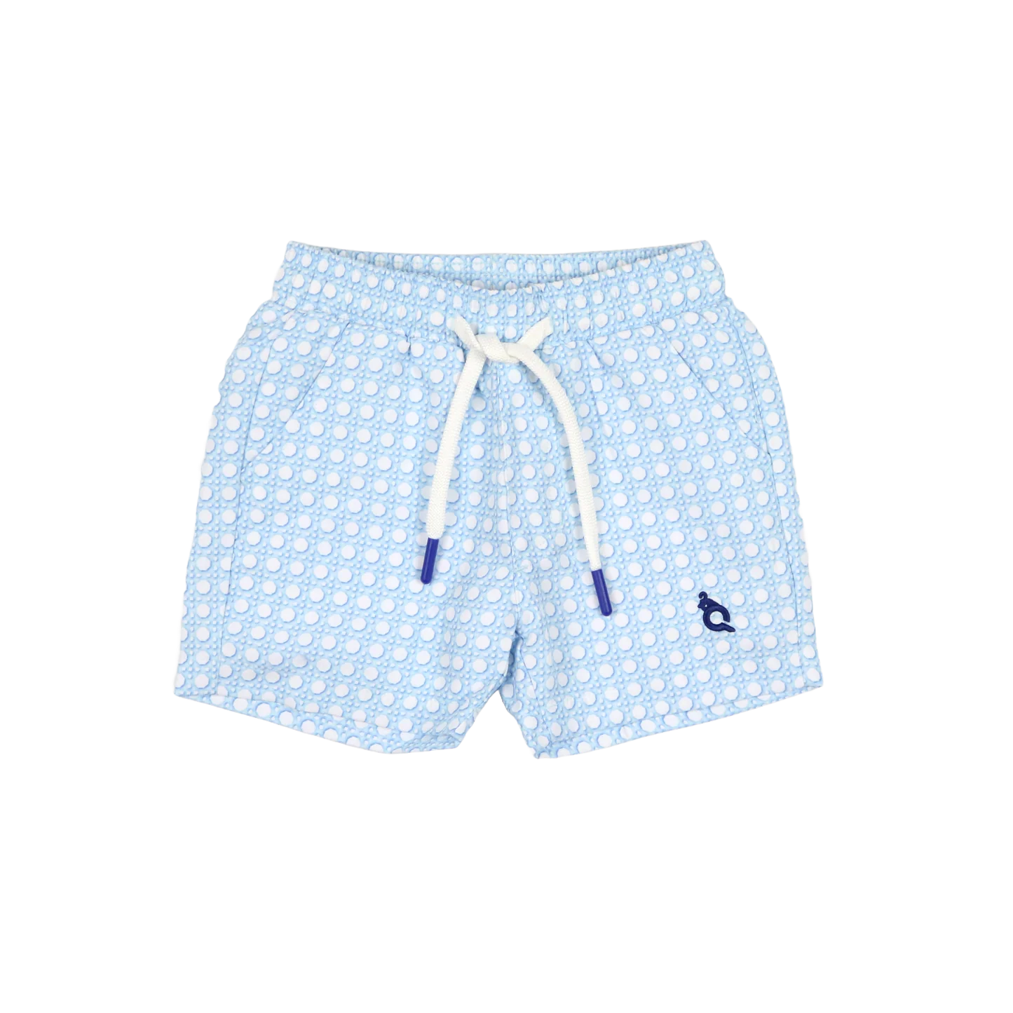 Blue Quail Cane Lattice Swim Trunk in blue, featuring understated lattice pattern detail