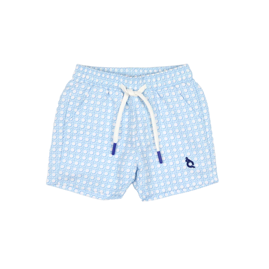 Blue Cane Lattice Swim Trunk-Blue Quail