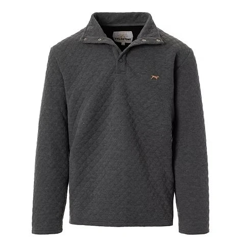 Fieldstone diamond patterned fleece-lined pullover in fieldstone, front view