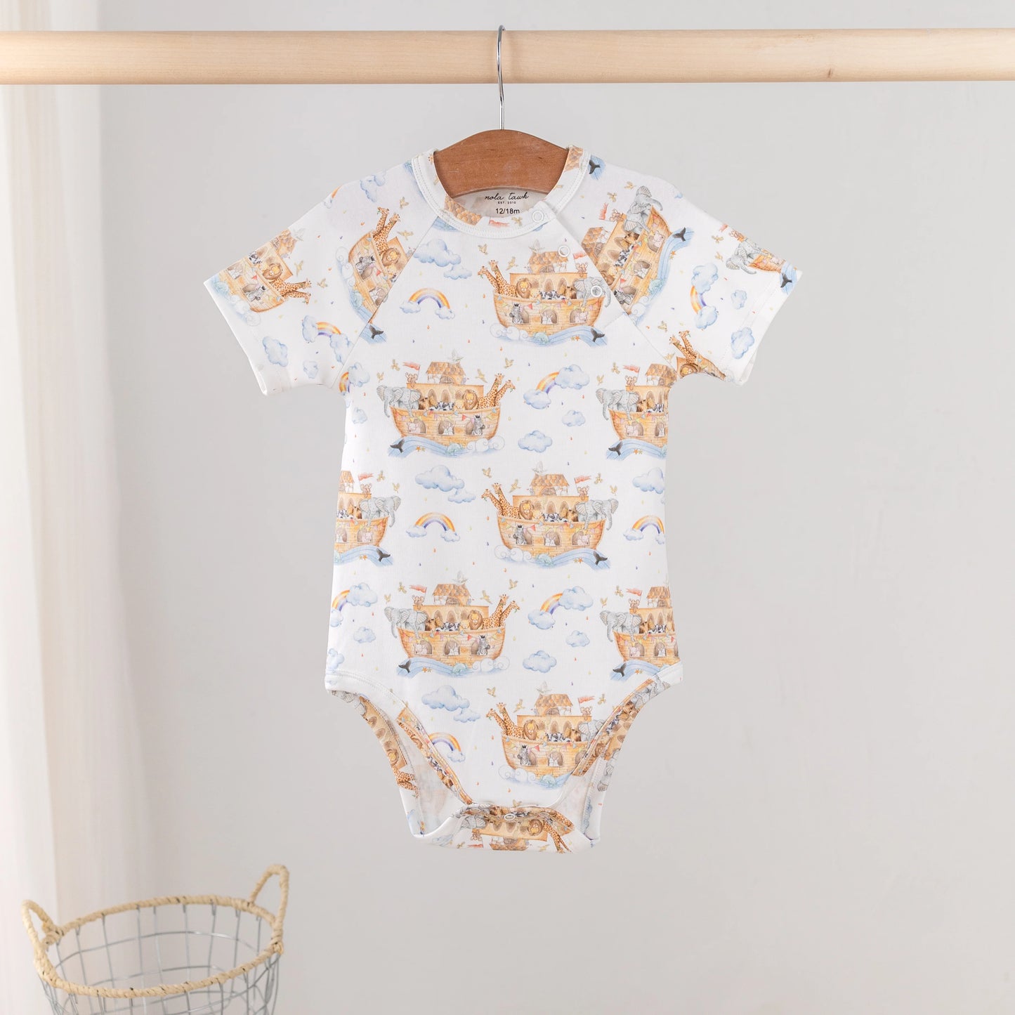All Aboard Noah’s Ark Organic Cotton Baby Onesie