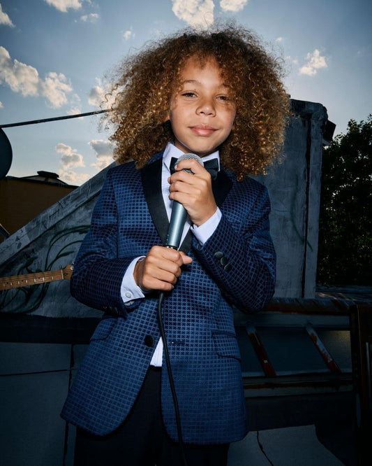 Navy Geo Tuxedo Jacket