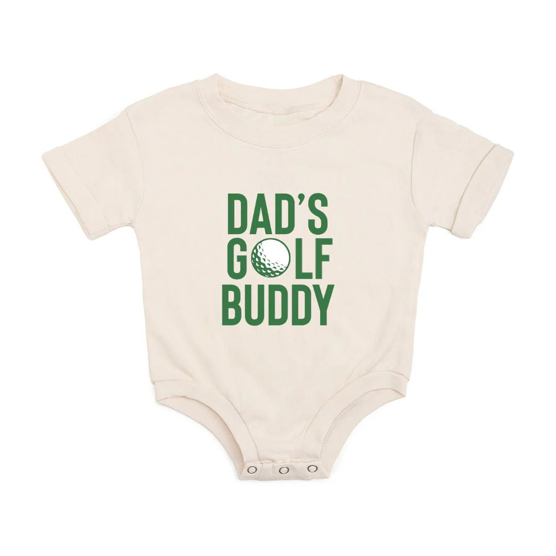 Dad's Golf Buddy short-sleeve romper in natural by Sweet Wink