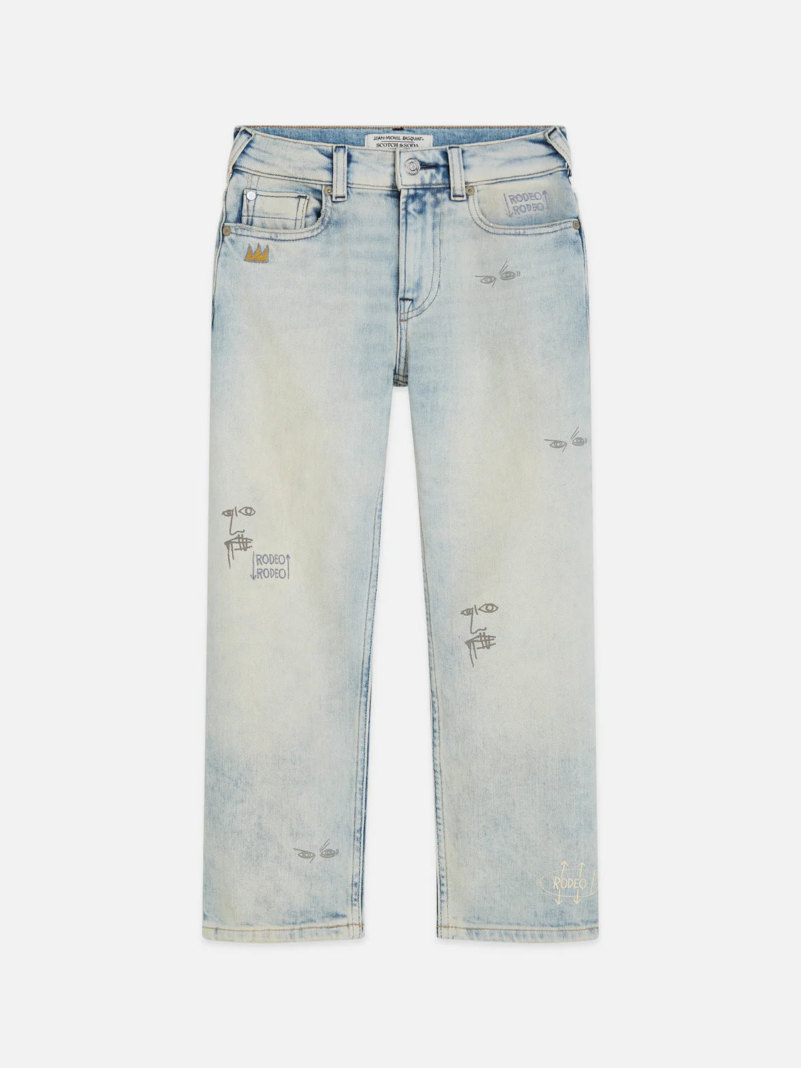Scotch & Soda Basquiat The Pitch loose-fit jeans with embroidered artistic details, 99% cotton construction