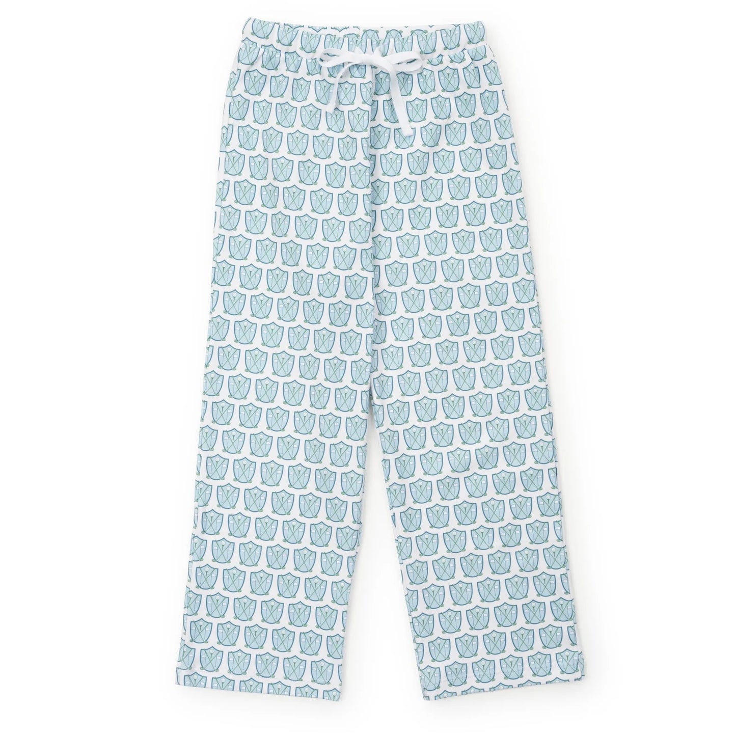Beckett Hangout Pant in Golf Crest Blue—relaxed boys' loungewear in 100% Pima cotton