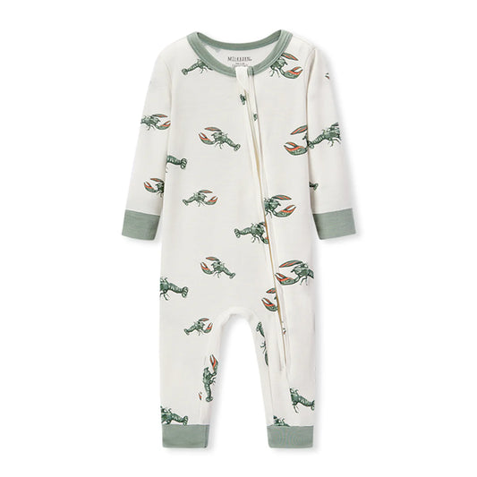 Luxe Stretch Zipper Pajama - Mint Lobster