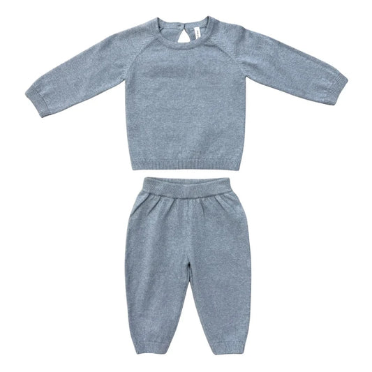Soft Knit Baby Set - Teal Marble