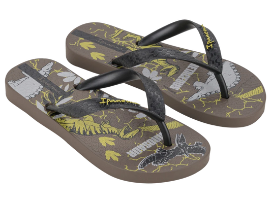 Dino Flip Flops (Brown/Black/Green)