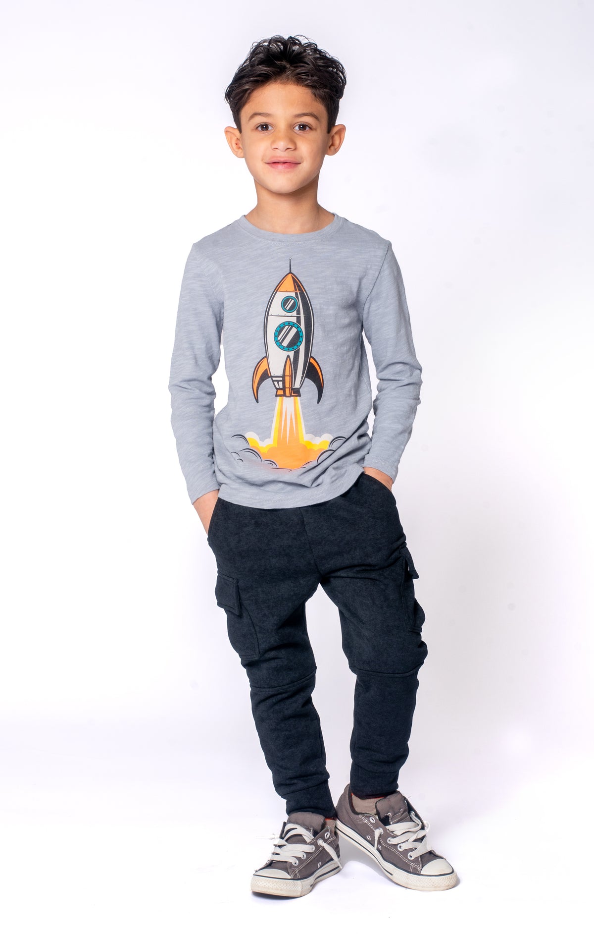 Blast Off Long Sleeved Tee - Light Grey - Appaman