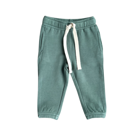 Joggers–Pine in relaxed fit by Baby Sprouts, crafted from soft bamboo terry fabric