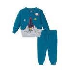 2 pcs Space Ship Sweater Set-Teal