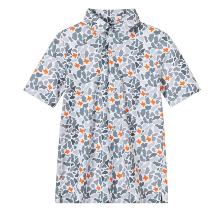 TX Camo Grey and Orange Polo