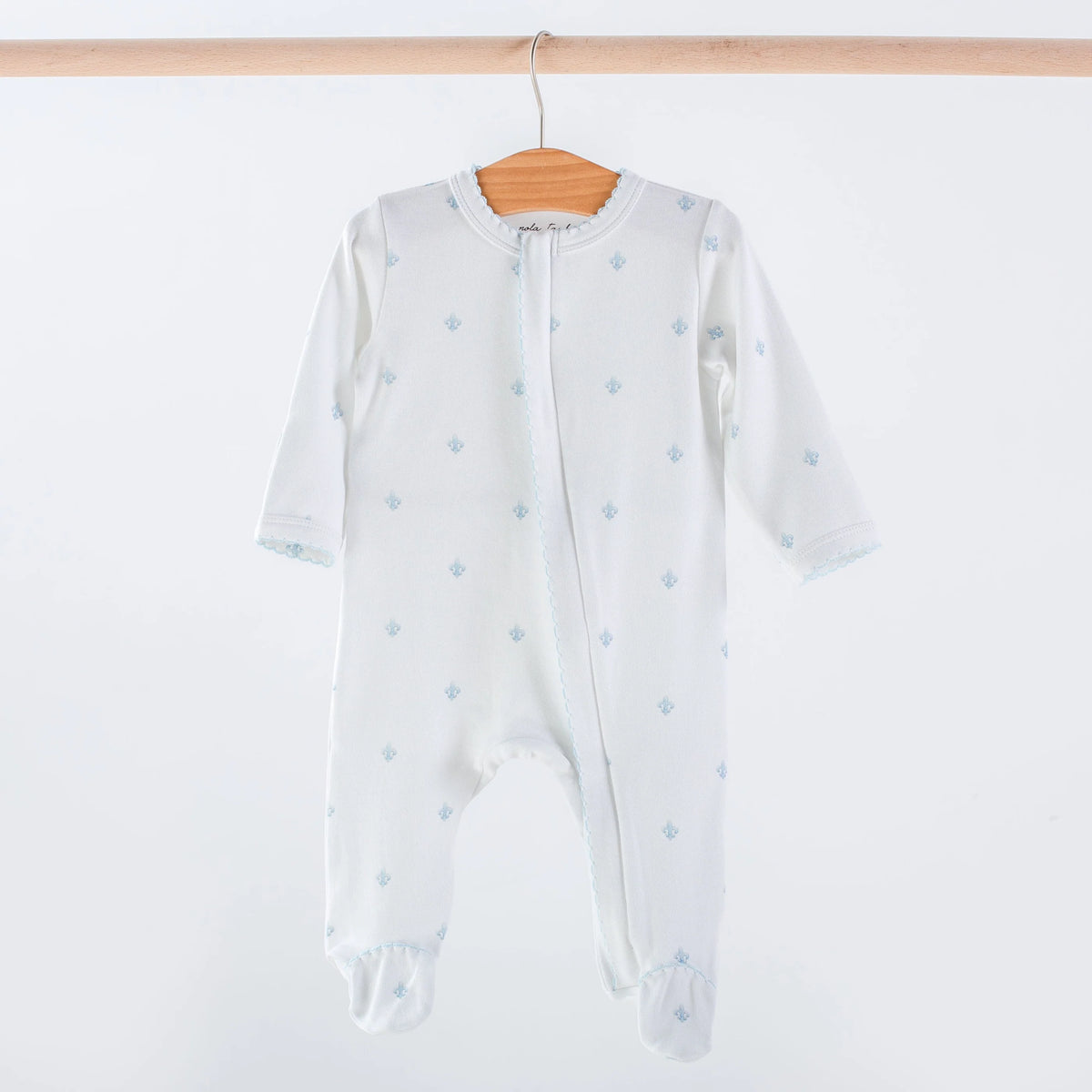 Blue Fleur De Lis Organic Cotton Pajama Zip Up