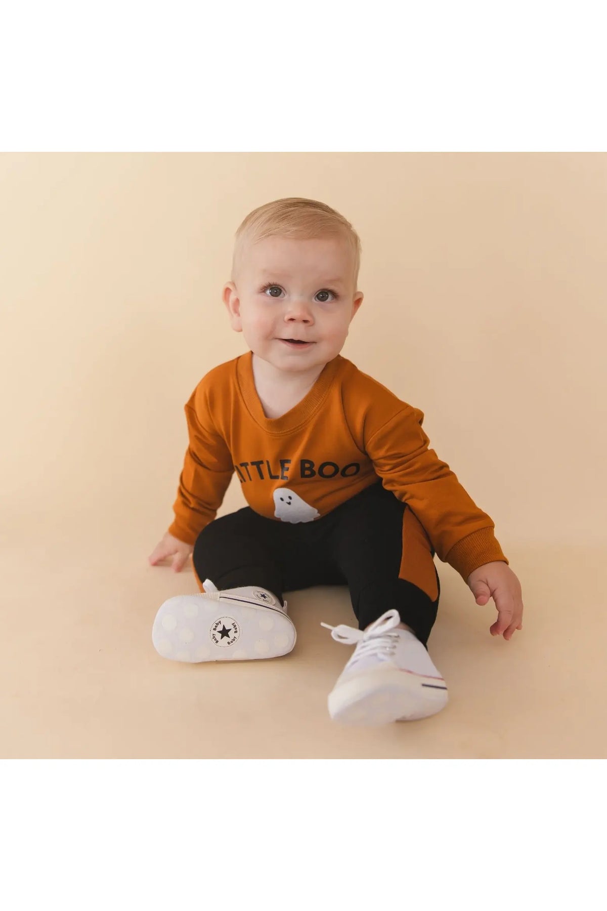 Little Boo Patch Halloween LS Romper