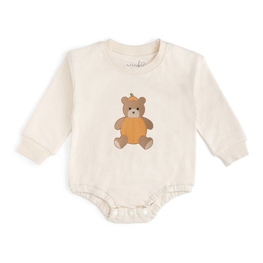 Pumpkin Teddy Bear Patch LS Romper
