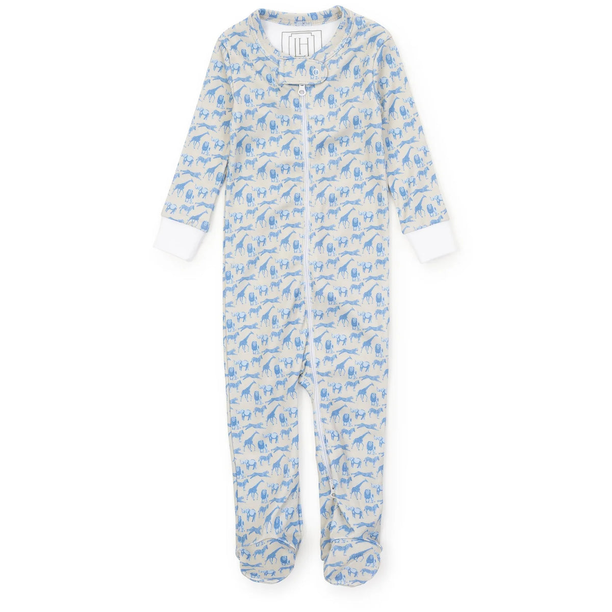Parker Zipper Pajama - Blue Savannah Safari