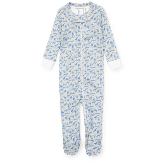 Parker Zipper Pajama - Blue Savannah Safari