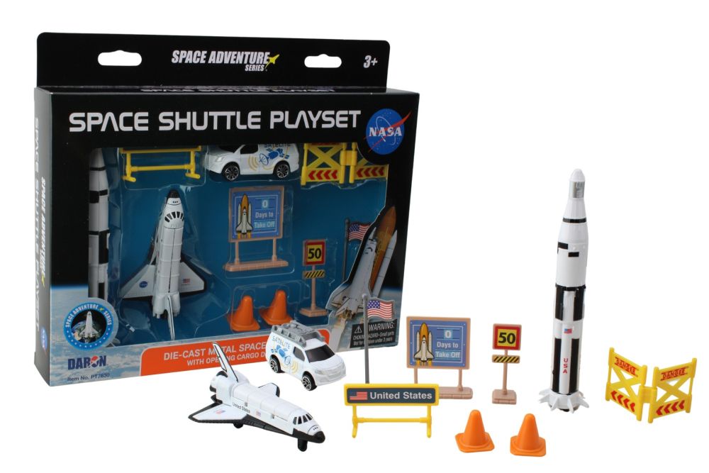 Daron Space Adventure 10 Piece Space Shuttle Set with detailed shuttle, rocket, and accessories