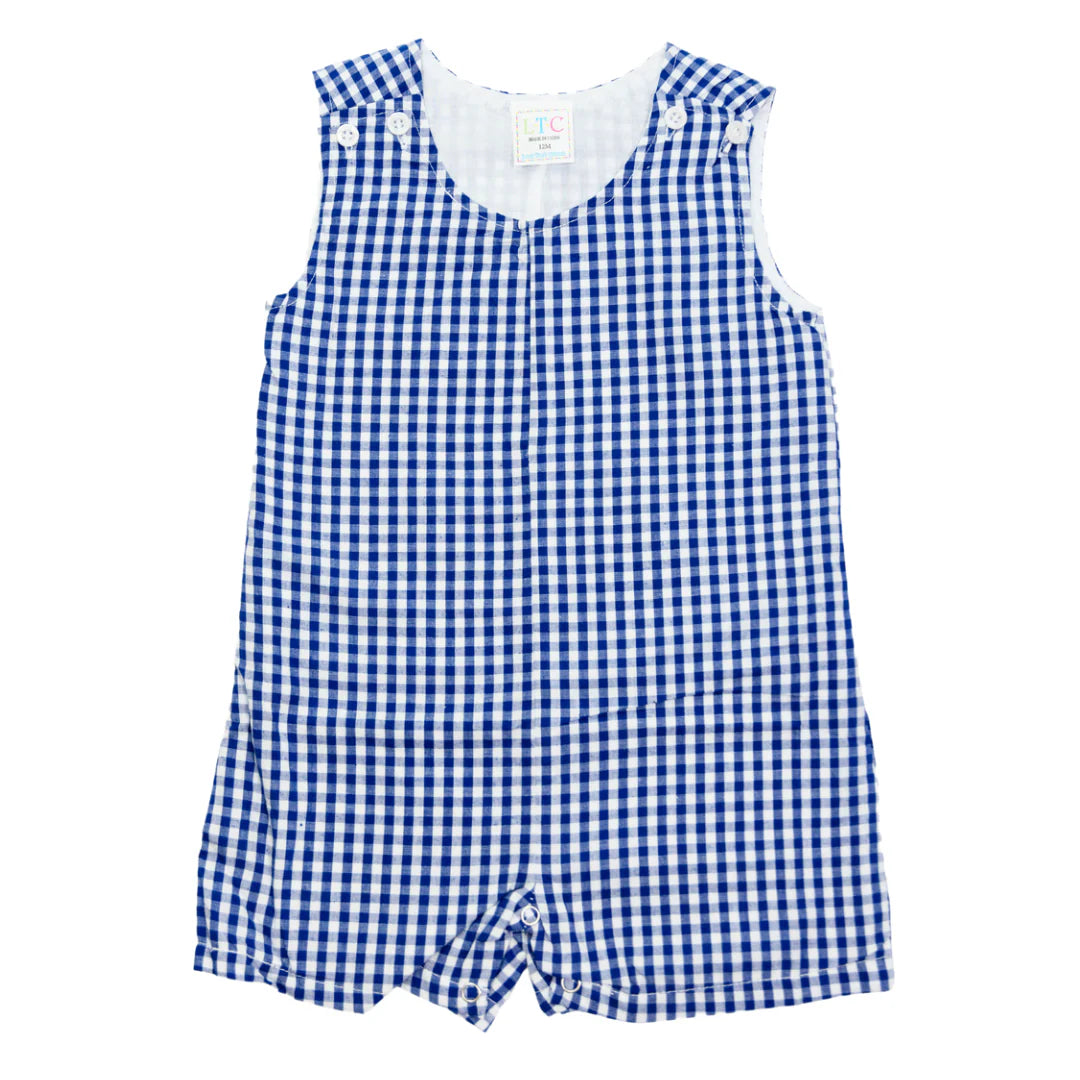 Navy gingham jon jon with double-button straps and full cotton lining by Love That Cotton