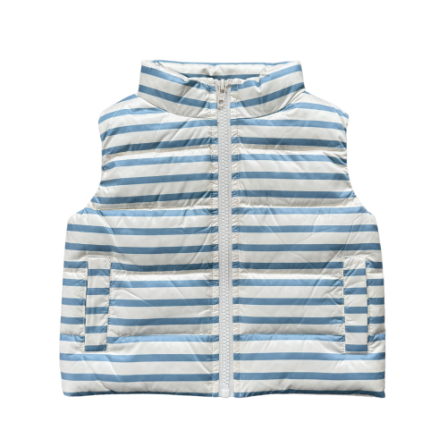 Puffer Vest-Ski Blue Stripe-Baby Sprouts