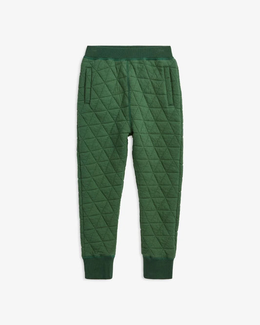 Appaman Highland Sweats in Forest Green, quilted fabric with deep pockets