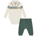 Two-piece long sleeve gray baby set by Milon, refined and coordinated
