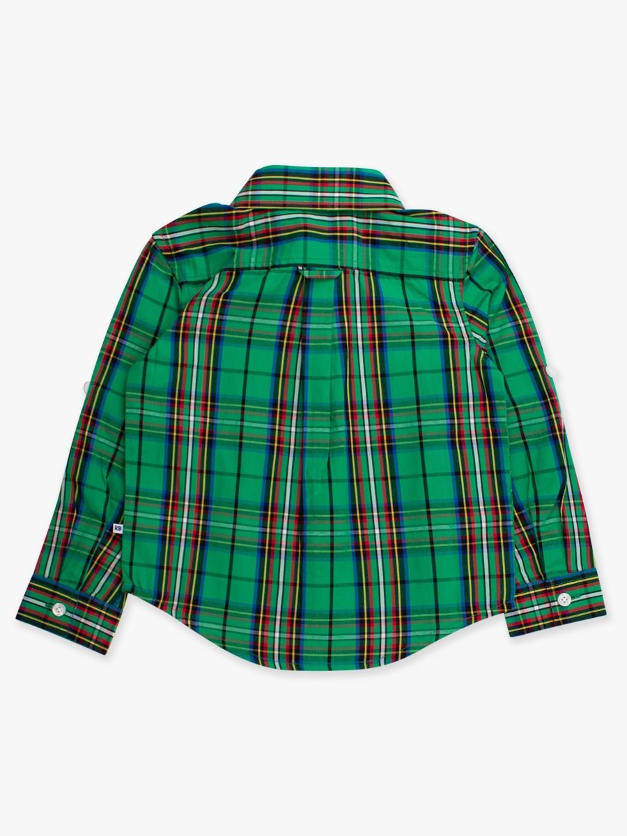 LS Button Down, Green Nicholas Plaid-Rugged Butts