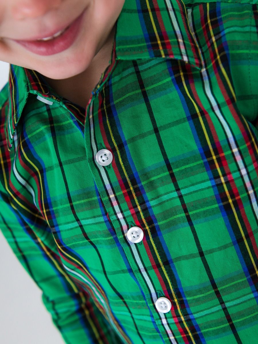 LS Button Down, Green Nicholas Plaid-Rugged Butts