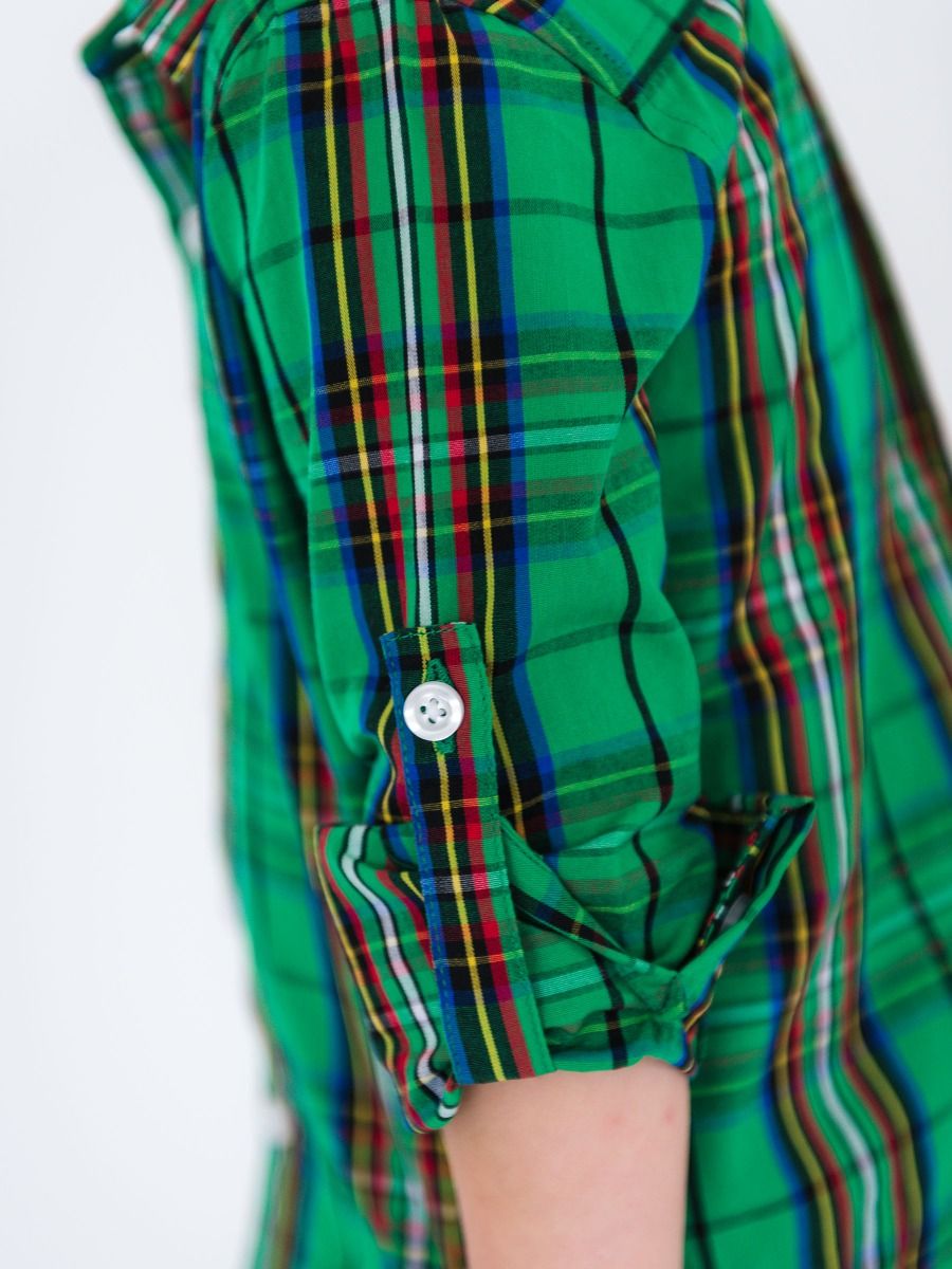 LS Button Down, Green Nicholas Plaid-Rugged Butts