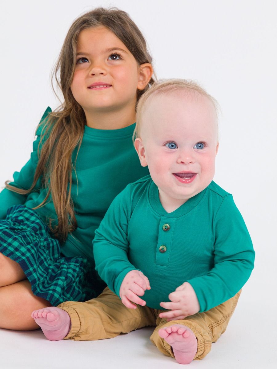 Knit LS 2-Button Henley BodySuit-Rugged Butts