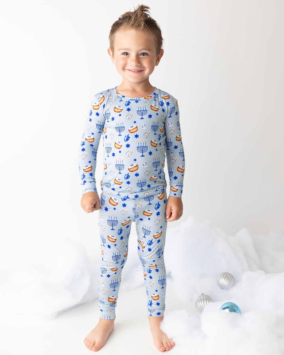 Zohar Lounge two-piece pajama set in refined styling by Lev Baby