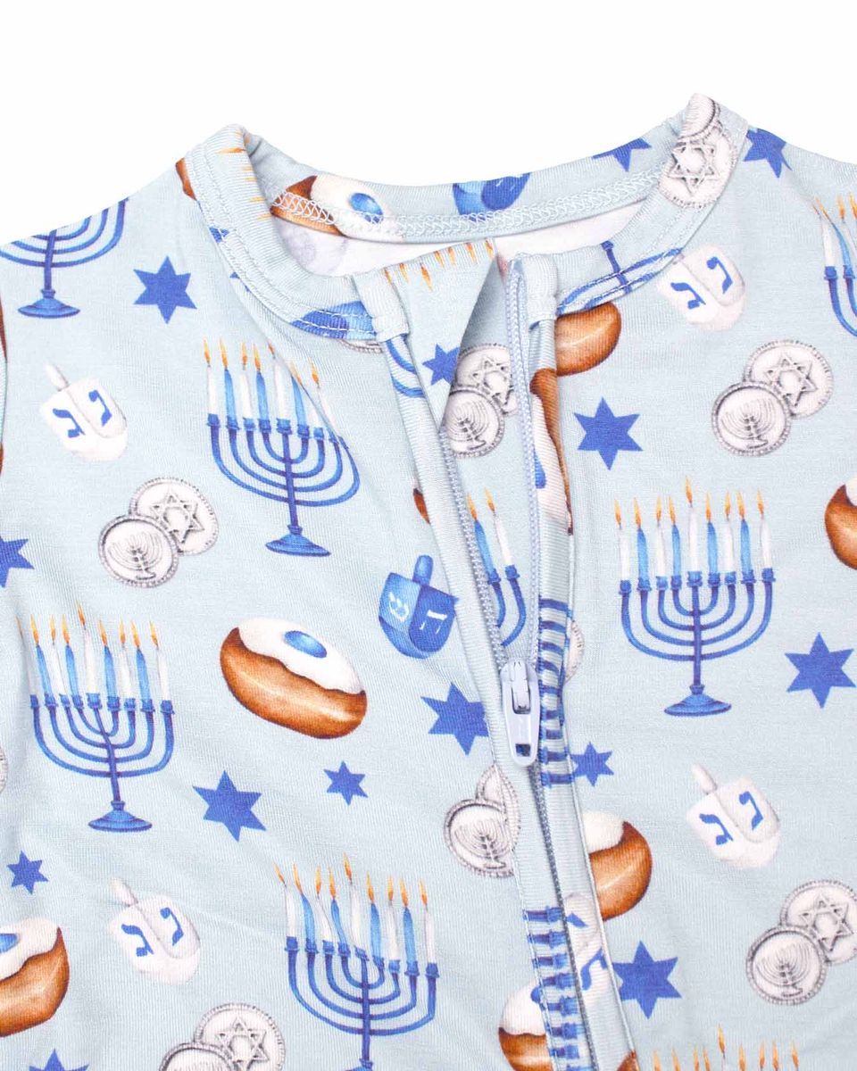 Zohar Zippered Footie by Lev Baby, refined sleepwear with front zipper closure