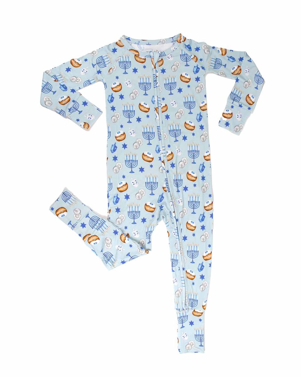 Lev Baby Poppy convertible romper in bamboo viscose with dual zippers and removable foot flaps