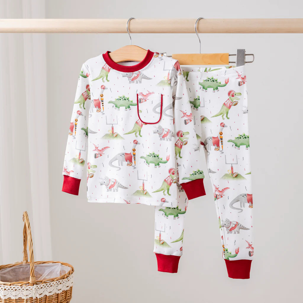Dino All-Stars 2pc long-sleeved pajama set in organic cotton by Nola Tawk