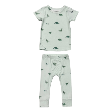 Baby Sprouts Short Sleeve Lounge Set in coordinated top and shorts, bamboo jersey fabric.