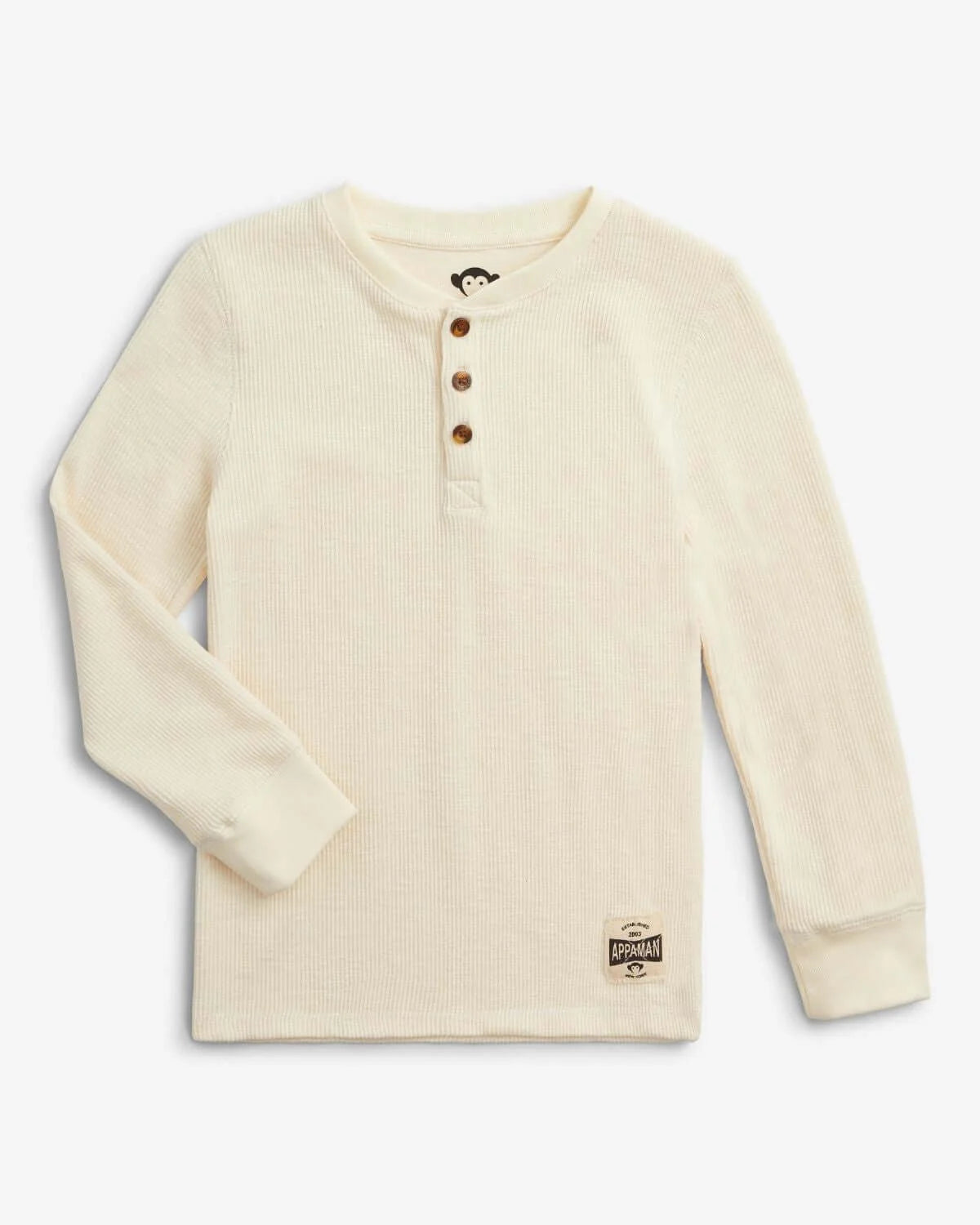 Winter White Craftsman Thermal Henley by Appaman with button-down neckline, front view