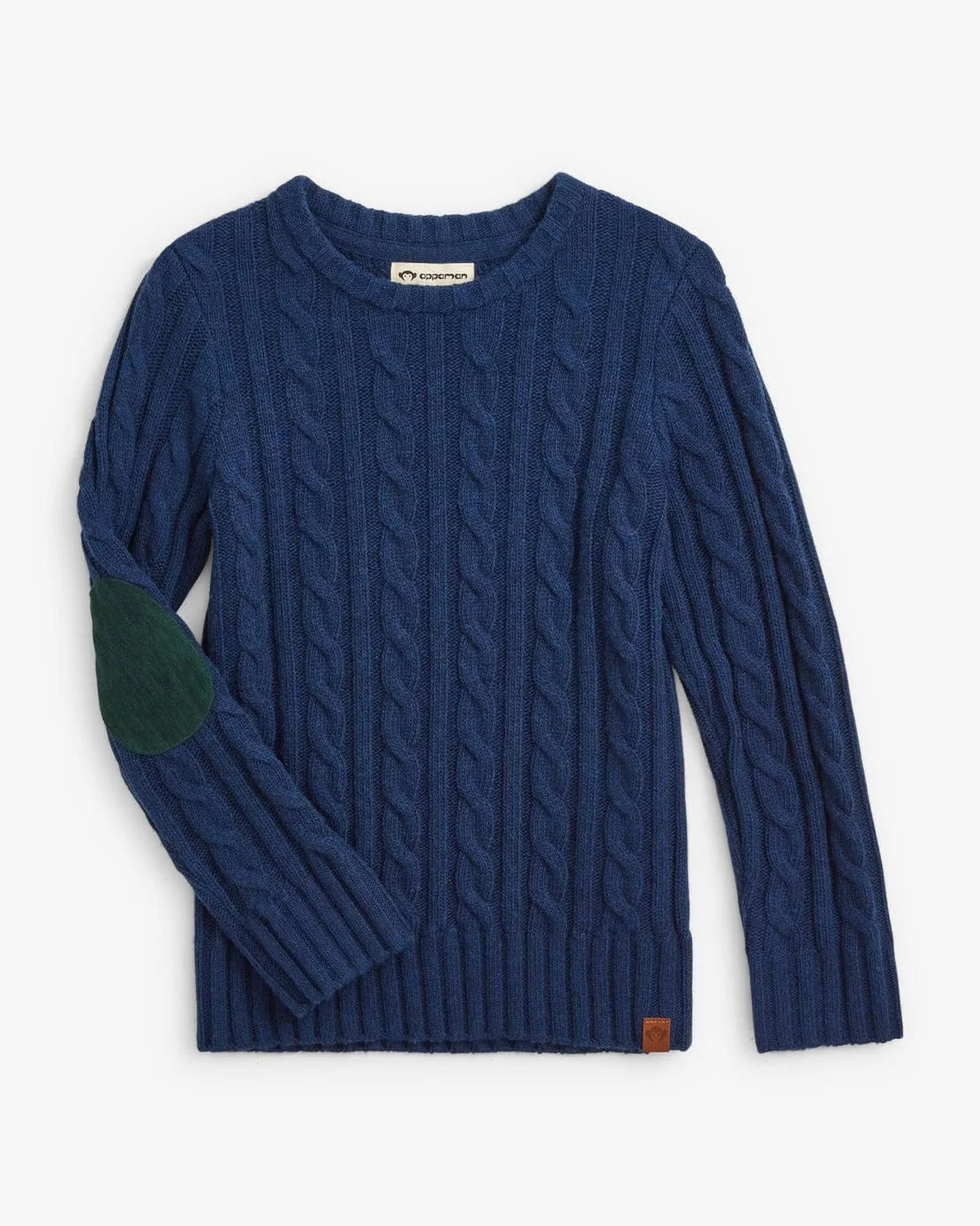 Appaman Fisherman Sweater in oatmeal with navy detail; premium cable-knit boys' sweater
