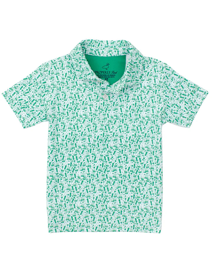 Back Nine Range Polo by Properly Tied in neutral tone, featuring classic construction and elevated design