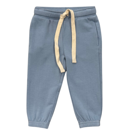 LV Joggers in Dusty Blue by Baby Sprouts with elastic waistband and side pockets