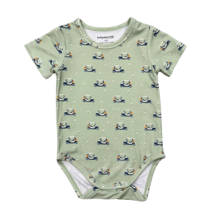 Baby Sprouts short sleeve bodysuit in soft bamboo fabric with snap closures