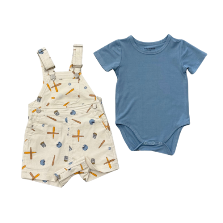 Cotton overalls set with baseball-inspired design by Baby Sprouts