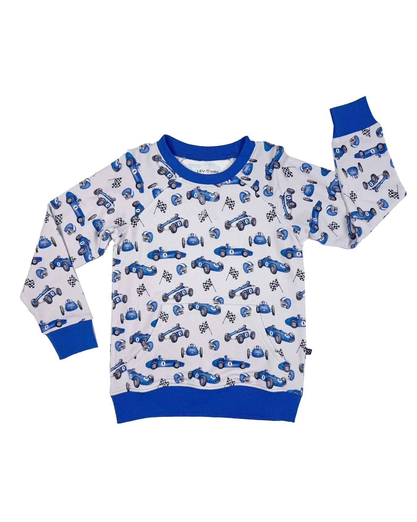 Carlo LS Sweatshirt in Denim print by Lev Baby, bamboo terry fabric