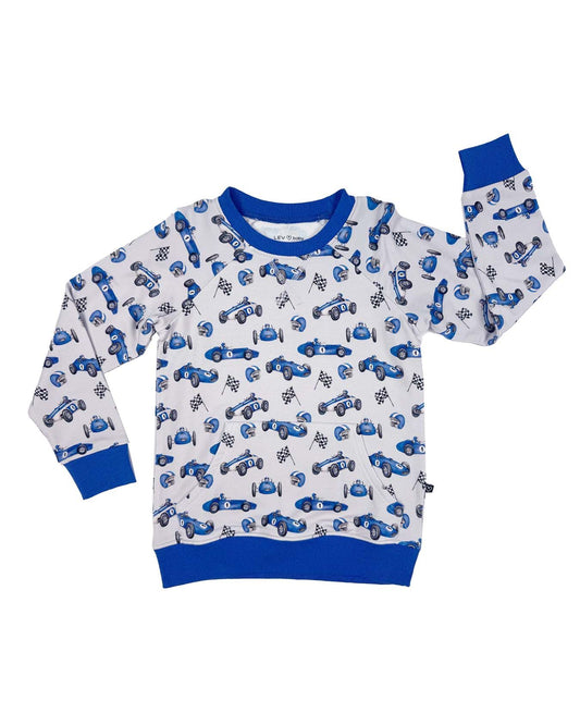 Carlo LS Sweatshirt in Denim print by Lev Baby, bamboo terry fabric