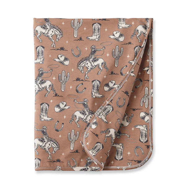 Wild Wrangler-Brown Stroller Blanket by Tesa Babe, bamboo-cotton blend
