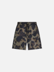 Yarndyed Linenblend Printed Reg Fit Shorts-Painterly Animal Olive Night