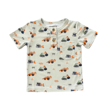 Short sleeve henley shirt with button placket in soft bamboo jersey fabric