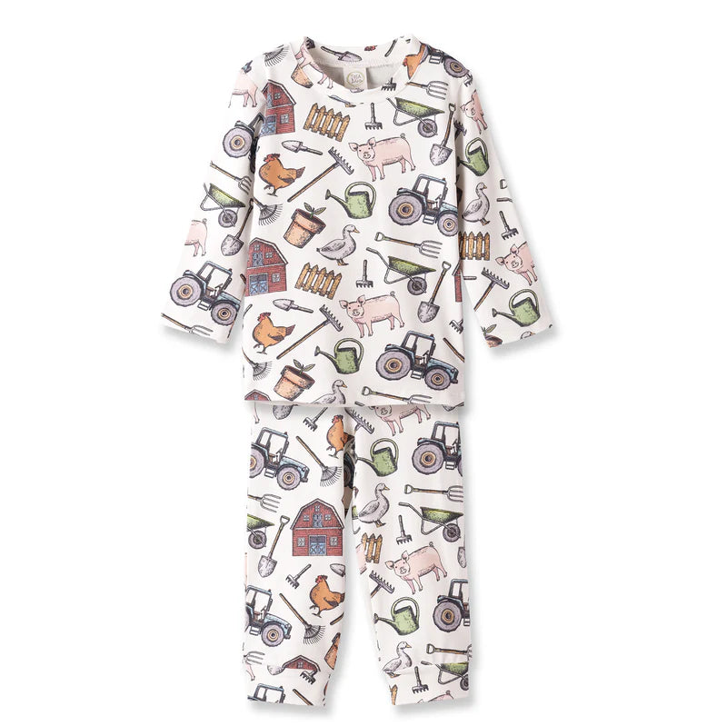 Tesa Babe LS Pajama Set in Farmer's Market: soft bamboo-spandex two-piece set with crew neck and elastic waist